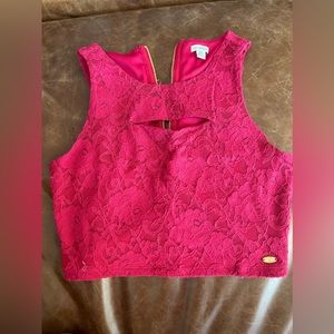 Guess lace crop top - size medium magenta color